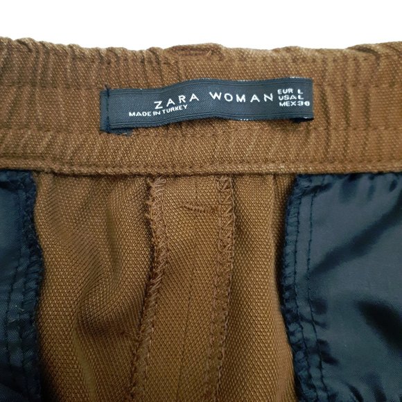 ZARA Slim Fit Tapered Office Trouser with Stretch Waist in Warm Olive Brown - Picture 4 of 4